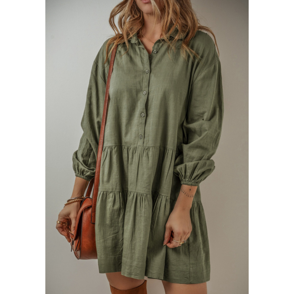 Green puff sleeve dress size XL